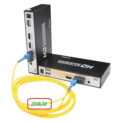 20KM HDMI Fiber Optic KVM Extender – Single-Mode SC Fiber Transmitter Receiver med HDMI Loop